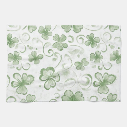  Green Clover Pattern • St. Patrick’s Day  Geschirrtuch (Horizontal)