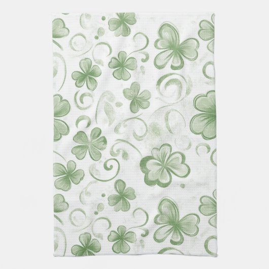  Green Clover Pattern • St. Patrick’s Day  Geschirrtuch (Vertikal)