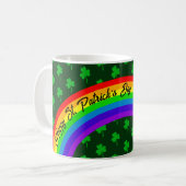 Green Clover Rainbow St Patricks Day Customizable Kaffeetasse (Vorderseite Links)
