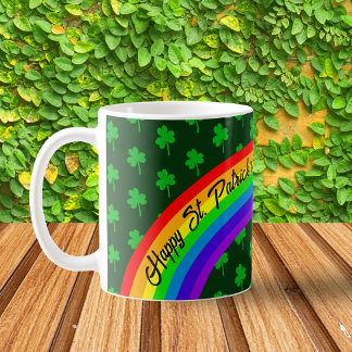 Green Clover Rainbow St Patricks Day Customizable Kaffeetasse