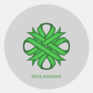 Green Clover Ribbon von Kenneth Yoncich Runder Aufkleber