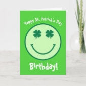 Green Clover St.Patrick's Day Birthday Card Karte (Vorderseite)