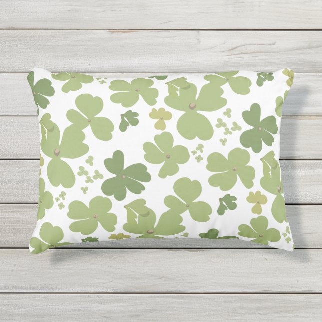 Green Cloverleaf St Patrick Day Garden Kissen Für Draußen (Vorderseite)