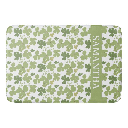 Green Cloverleaf St Patrick Day Individuelle Name Badematte (Vorderseite)