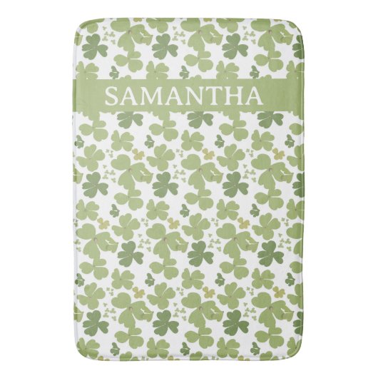 Green Cloverleaf St Patrick Day Individuelle Name Badematte (Vorderseite Vertikal)