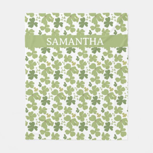Green Cloverleaf St Patrick Day Individuelle Name Fleecedecke (Vorderseite)