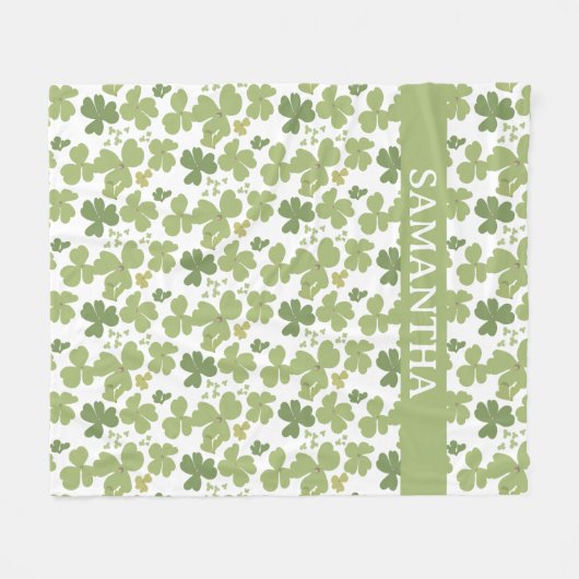 Green Cloverleaf St Patrick Day Individuelle Name Fleecedecke (Vorderseite (Horizontal))