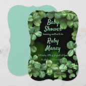 Green Clovers Baby Dusche Einladung (Vorne/Hinten)
