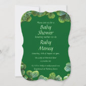 Green Clovers Baby Dusche Einladung (Vorderseite)