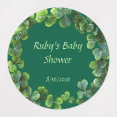 Green Clovers Baby Dusche Etiketten (Design 1)