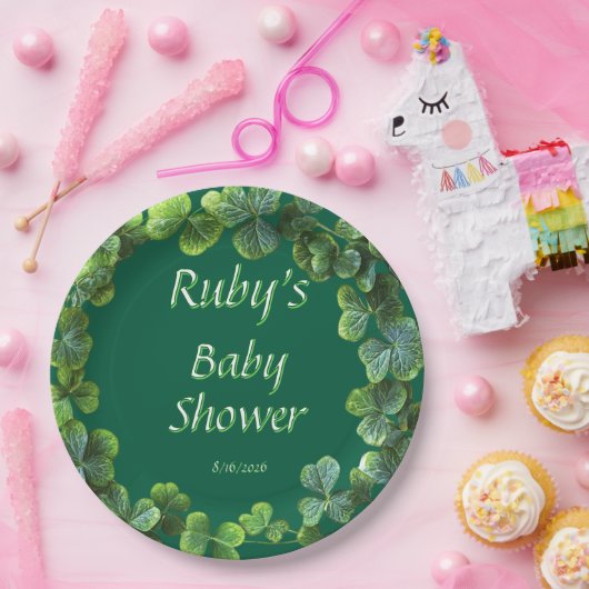 Green Clovers Baby Dusche Pappteller (Party)