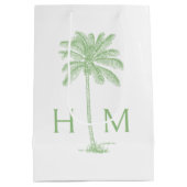 Green Coastal Palmetto Palm Monogram Mittlere Geschenktüte (Rückseite)