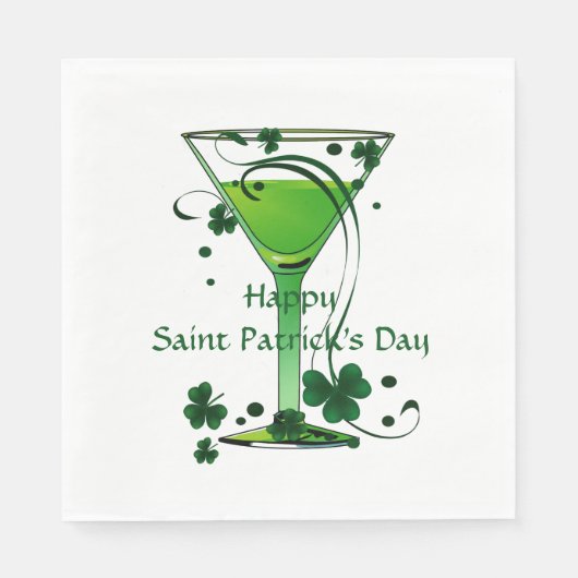 Green Cocktail Kleeblatts St Patricks Day Party Serviette (Vorderseite)