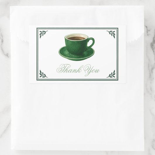 Green Coffee Cup Baby Shower Elegant Thank You Rechteckiger Aufkleber (Tasche)