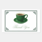 Green Coffee Cup Baby Shower Elegant Thank You Rechteckiger Aufkleber (Vorderseite)