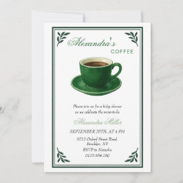 Green Coffee Cup Designer Baby Shower Einladung