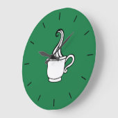 Green Coffee Diner Wall Clock Große Wanduhr (Winkel)