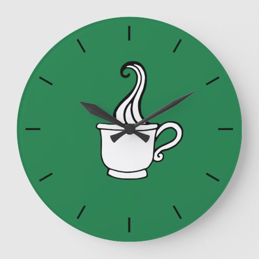 Green Coffee Diner Wall Clock Große Wanduhr (Vorderseite)