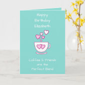 Green Coffee & Friends Geburtstagsgrüße Karte (Gelbe Blume)