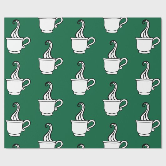 Green Coffee Wrapping Paper  Geschenkpapier (Flach)