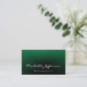 Green Color Makeup Artist Script Business Card Visitenkarte (Stehend Vorderseite)