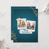 Green Color Weihnachtsfotokarte mit Grüßen Karte (Vorderseite/Rückseite Beispiel)