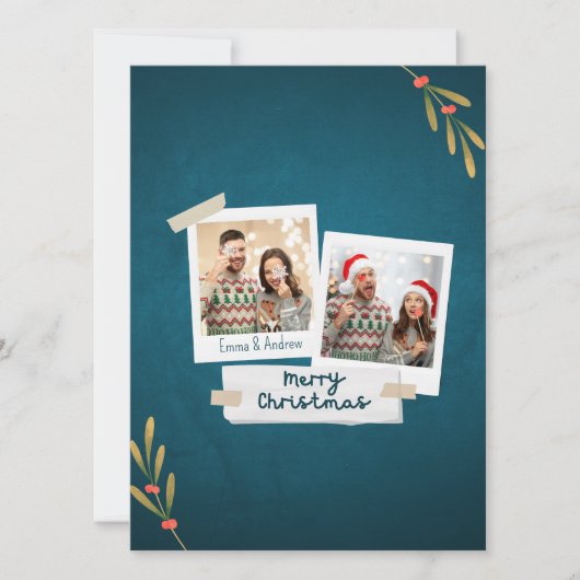 Green Color Weihnachtsfotokarte mit Grüßen Karte (Vorderseite)