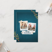 Green Color Weihnachtsfotokarte mit Grüßen Karte (Vorderseite/Rückseite Beispiel)