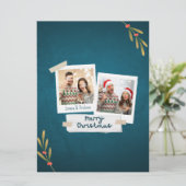 Green Color Weihnachtsfotokarte mit Grüßen Karte (Stehend Vorderseite)