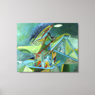 Green Colorful Futurist Biker Geometrie Abstrakt Leinwanddruck