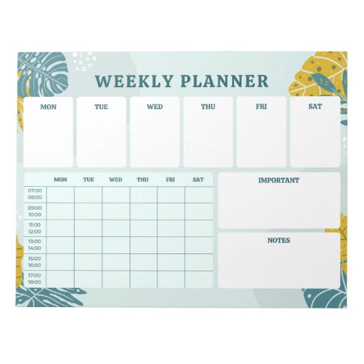 Green Colorful Weekly Terminer Tear Away Notizblock (Vorderseite)