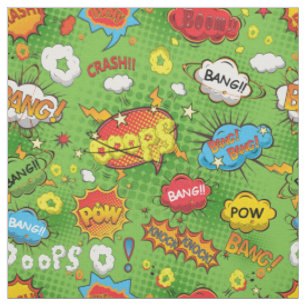 Green Comic Book Fabric Stoff