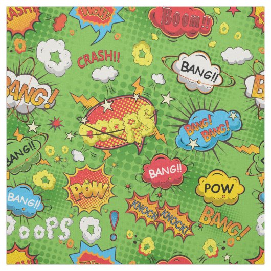Green Comic Book Fabric Stoff (Muster)