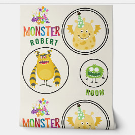 Green Comic Monster Kids' Rooms Child Name Tapete