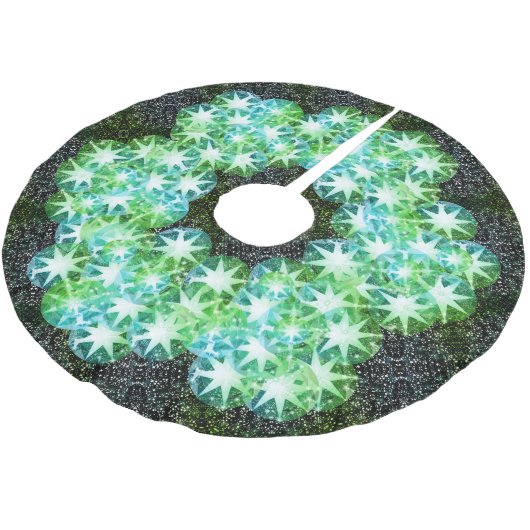 Green Compass Gemstone Kristall Glitzer Sparkle Polyester Weihnachtsbaumdecke (Schrägansicht)