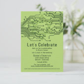 Green Computer Circuit Board Bar Mitzvah Empfang Begleitkarte (Stehend Vorderseite)