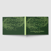 Green Computer Circuit Board Bar Mitzvah Gästebuch (Voll)