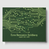 Green Computer Circuit Board Bar Mitzvah Gästebuch (Vorderseite)