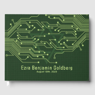 Green Computer Circuit Board Bar Mitzvah Gästebuch