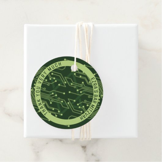 Green Computer Circuit Board Bar Mitzvah Geschenkanhänger (Beispiel)