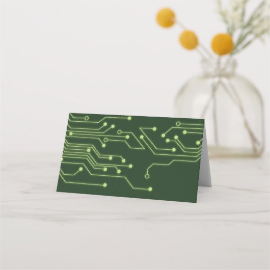 Green Computer Circuit Board Bar Mitzvah Platzkarte (Rückseite)