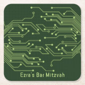 Green Computer Circuit Board Bar Mitzvah Rechteckiger Pappuntersetzer (Vorderseite)