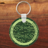 Green Computer Circuit Board Bar Mitzvah Schlüsselanhänger (Vorderseite)