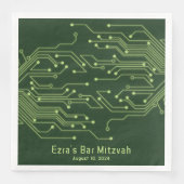 Green Computer Circuit Board Bar Mitzvah Serviette (Vorderseite)