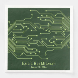 Green Computer Circuit Board Bar Mitzvah Serviette
