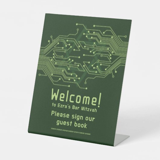 Green Computer Circuit Board Bar Mitzvah Sockelschild (Vorderseite)