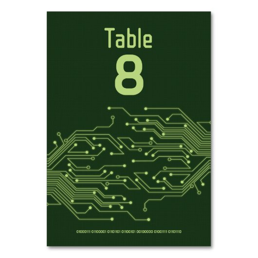 Green Computer Circuit Board Bar Mitzvah Tischnummer (Rückseite)
