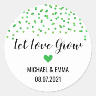 Green Confetti Herz Lasse Liebe wachsen Runder Aufkleber