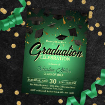 Green Confetti und Caps Abschluss Celebration