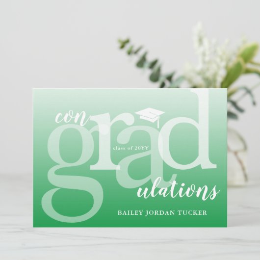 Green ConGRADulationen Abschluss Glückwunsch (Stehend Vorderseite)